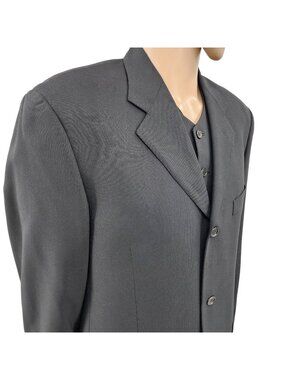 Sergio Valentino Italian Black Classic Wool 3-Piece Suit Men's 40R